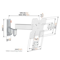 Alternative view of Comfort TVM 3243 Full-Motion+ Mount Small stenski nosilec, bela barva