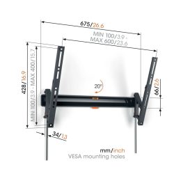 Alternative view of Comfort TVM 3613 Tilt Mount Large stenski nosilec, črna barva