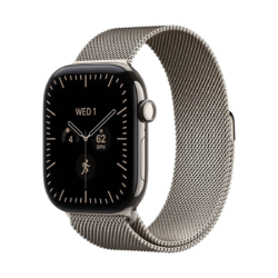 Alternative view of Apple Watch Series 12 GPS + Cellular 46 mm – ohišje iz naravnega titana, milanska zanka Natural, M/L